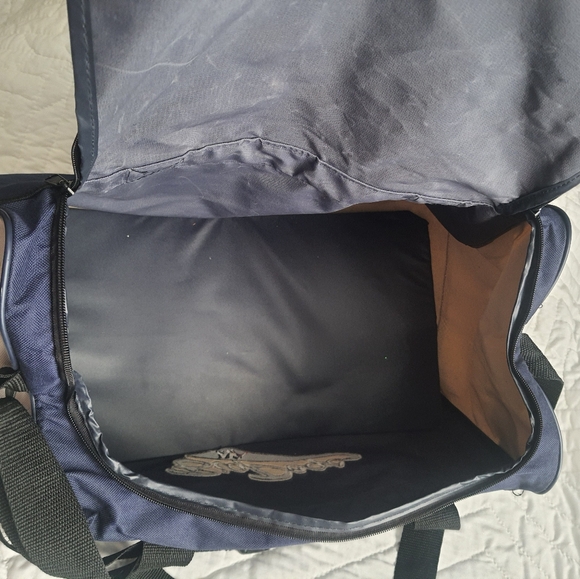 Vintage Y2K 90s Big Dogs Blue Duffle Travel Carry Gym Bag Side Pockets Handles - Picture 8 of 9